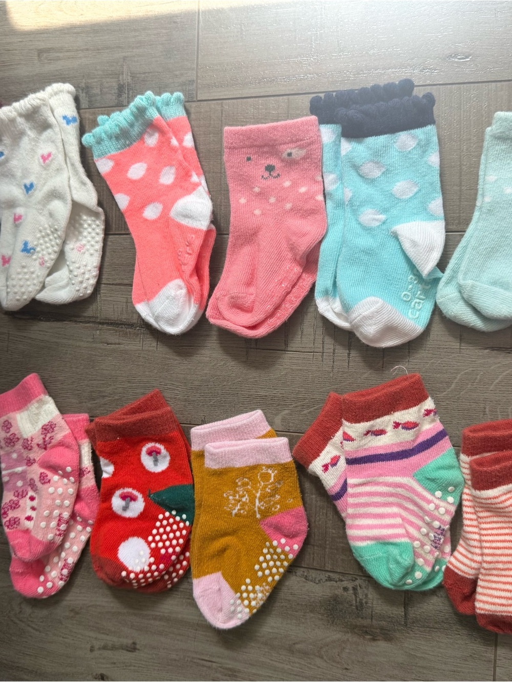 Carter's Assorted Girls Non-Slip Socks - Pink, Coral, Aqua, Mustard, Red